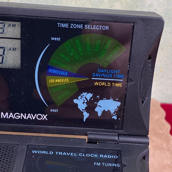 Magnavox Portable Audio & Video Vintage Portable Magnavox World Time Alarm Clock With Fm